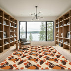 Brown Orange Camouflage Abstract Spots Rug