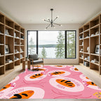 Pink Abstract Orange Seed Pod Rug
