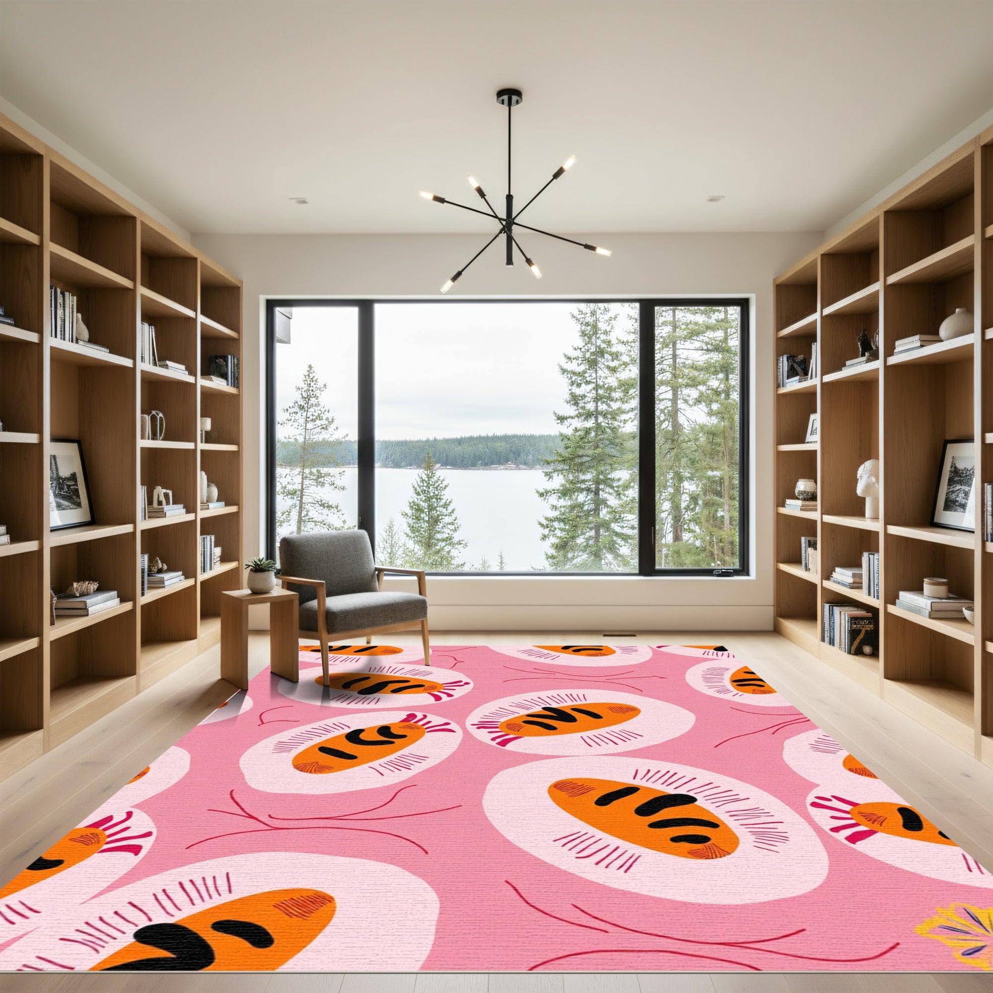 Pink Abstract Orange Seed Pod Rug