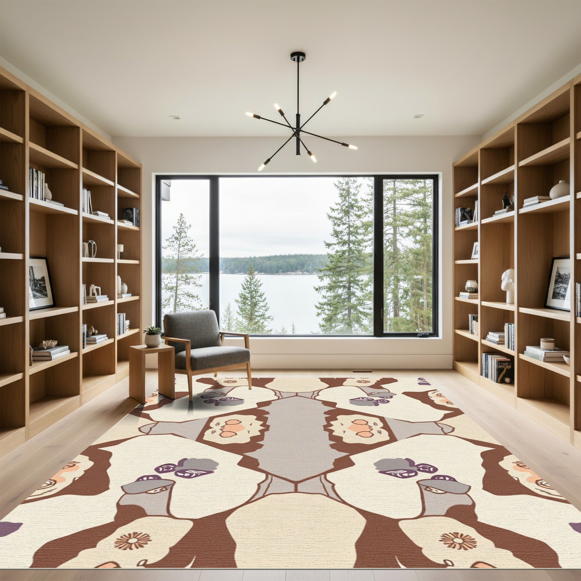 Subtle Neutral Floral Face Collage Rug