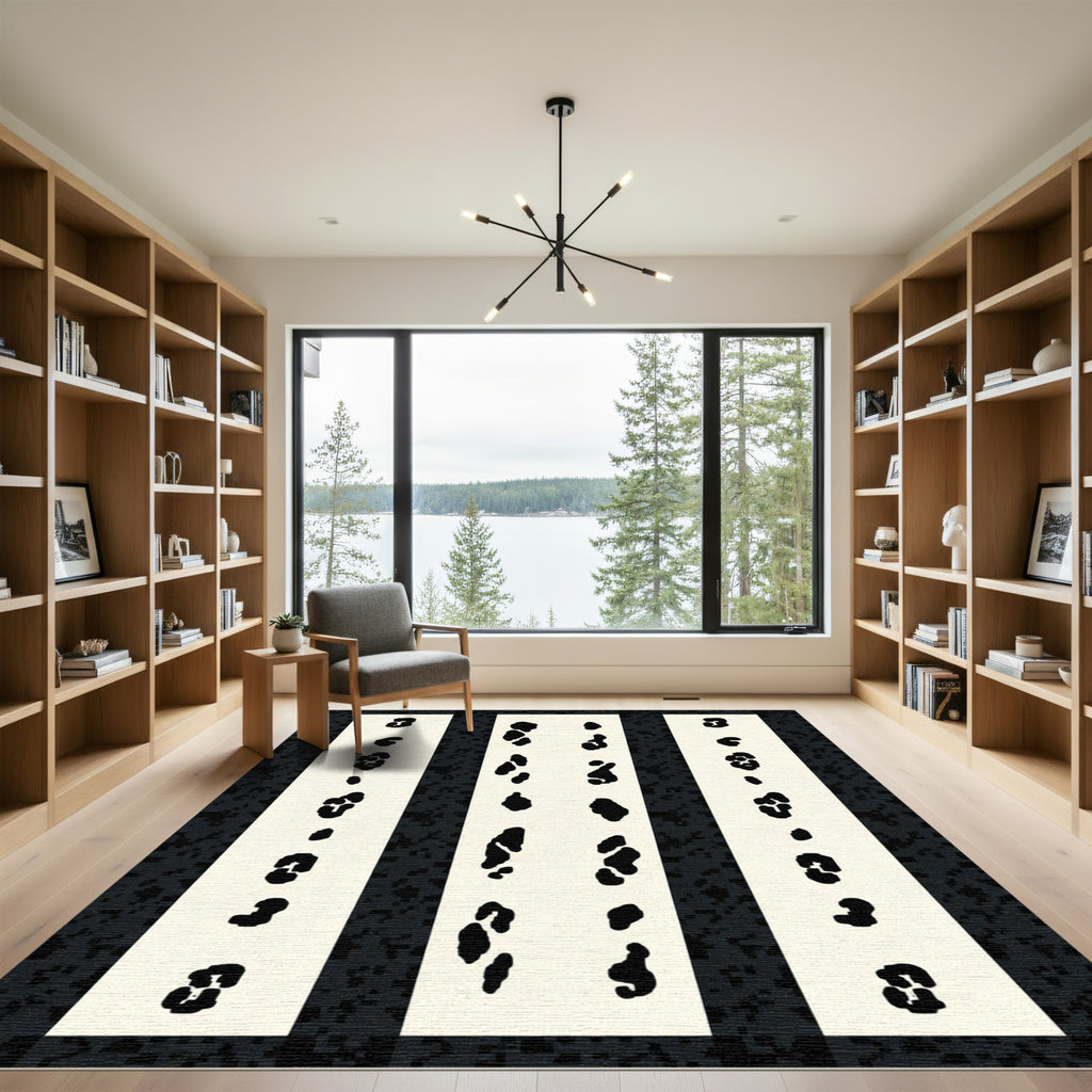 Cream And Black Natural Spots Rug
