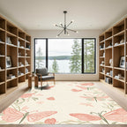 Whimsical Coral Butterfly Garden Rug