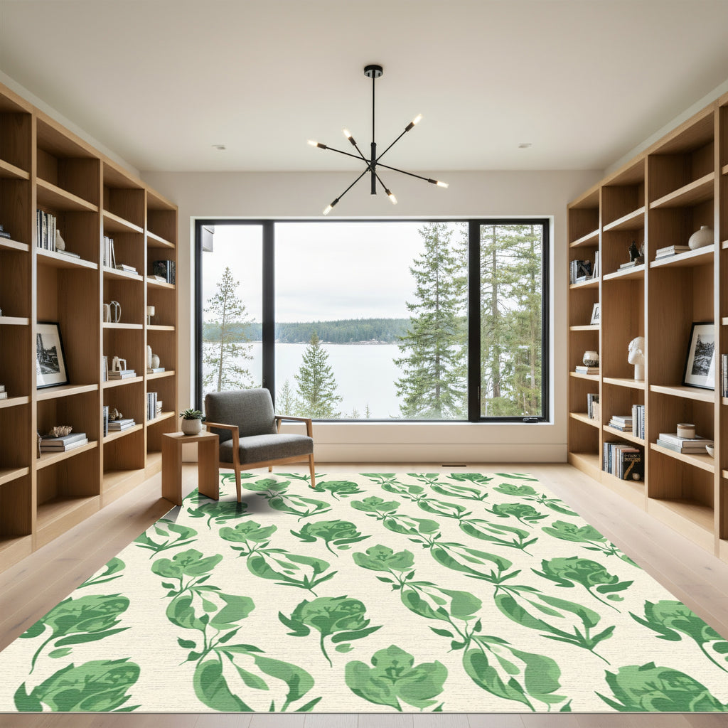 Sage Green Blossom Repeating Rug