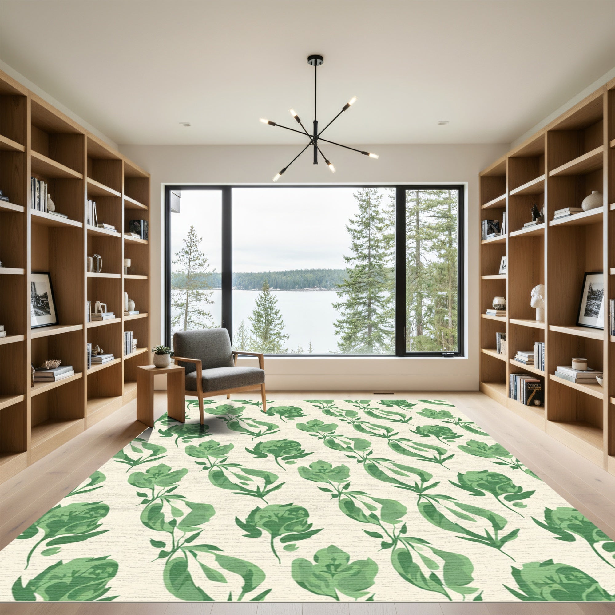 Sage Green Blossom Repeating Rug