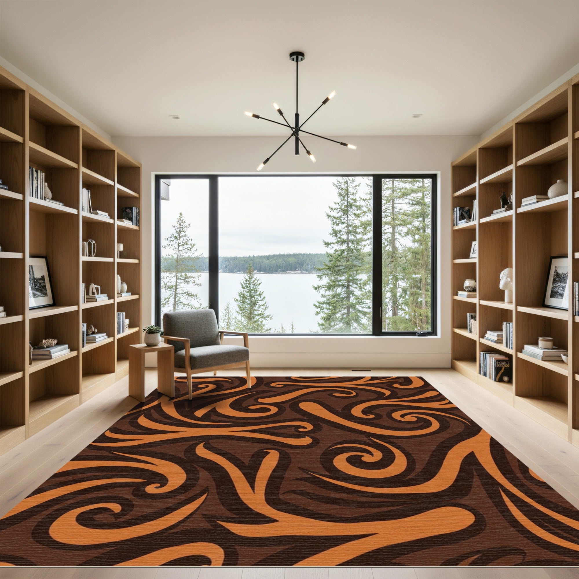 Dark Chocolate Swirl Ribbon Design Rug