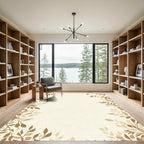 Earthy Tan Nature Leaf Branches Rug