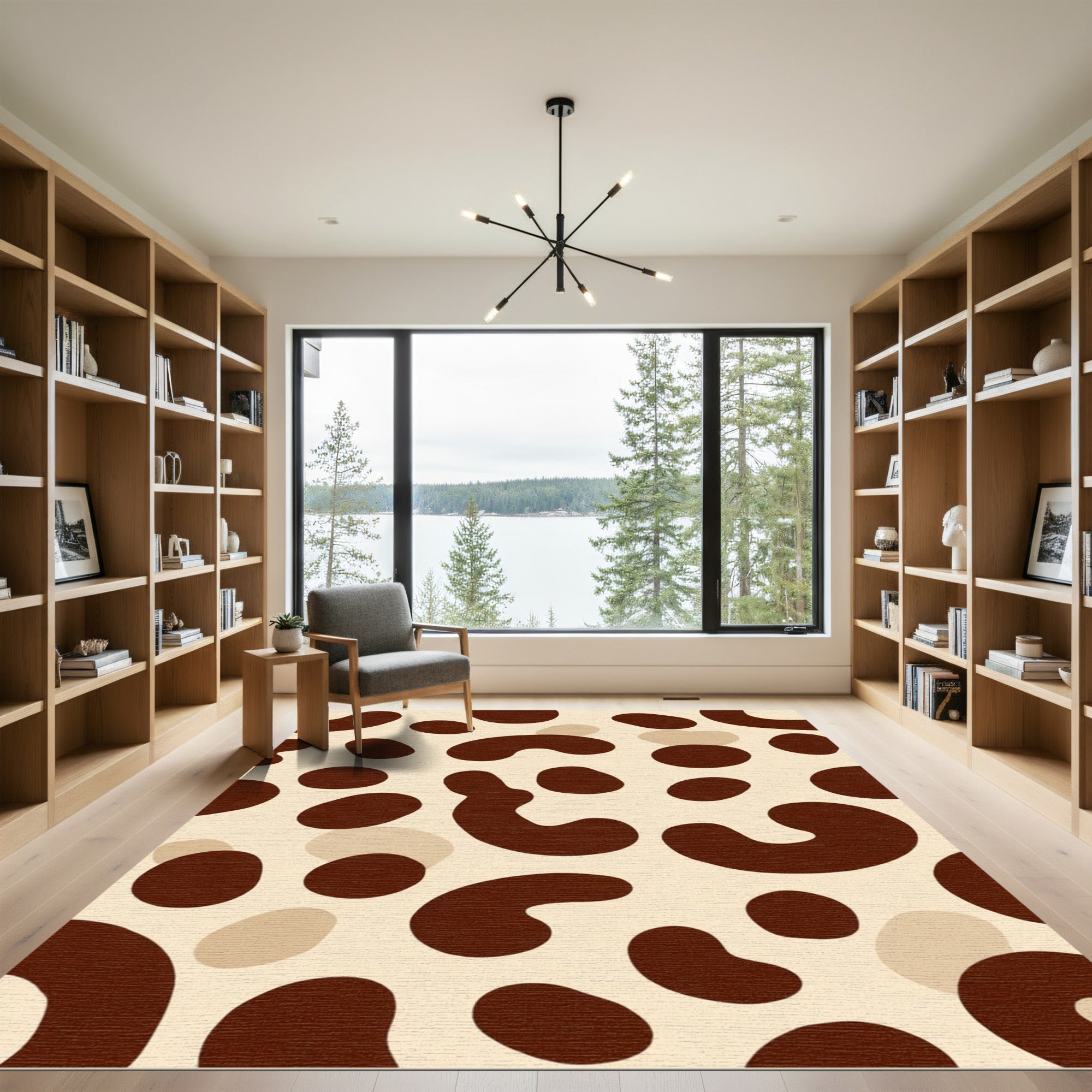 Brown Cream Organic Blobs Rug