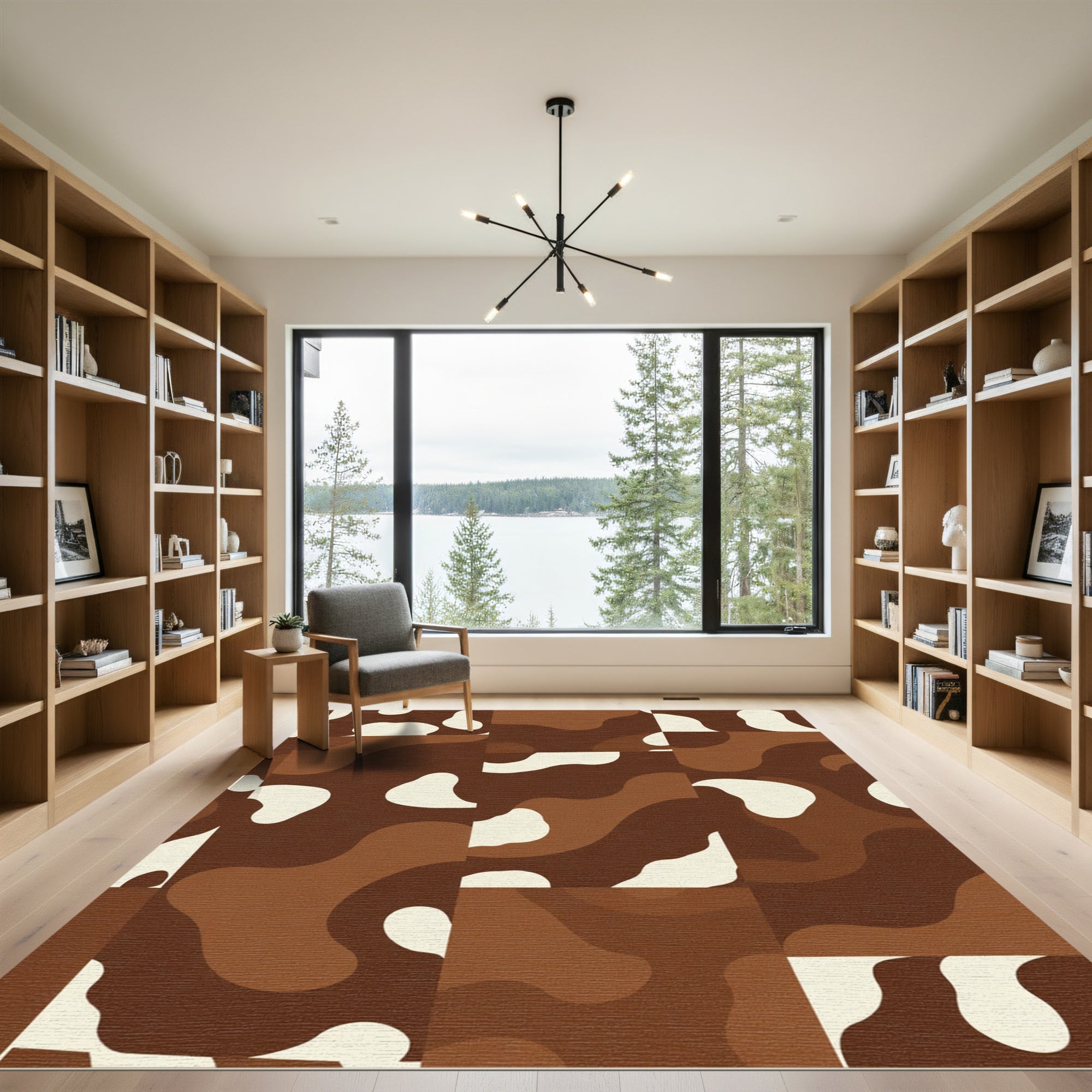 Retro Chocolate Cream Organic Squares Rug