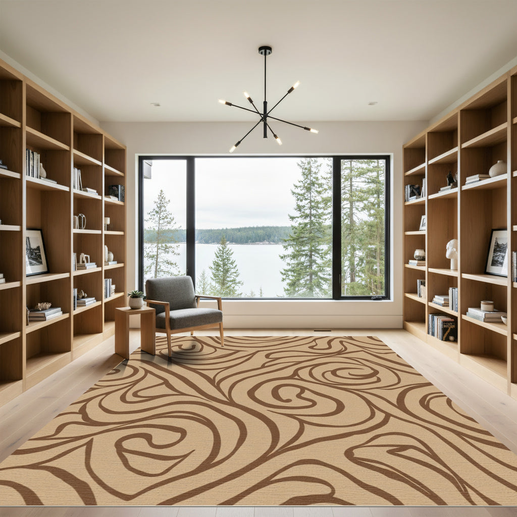Rustic Brown Swirl Organic Rug