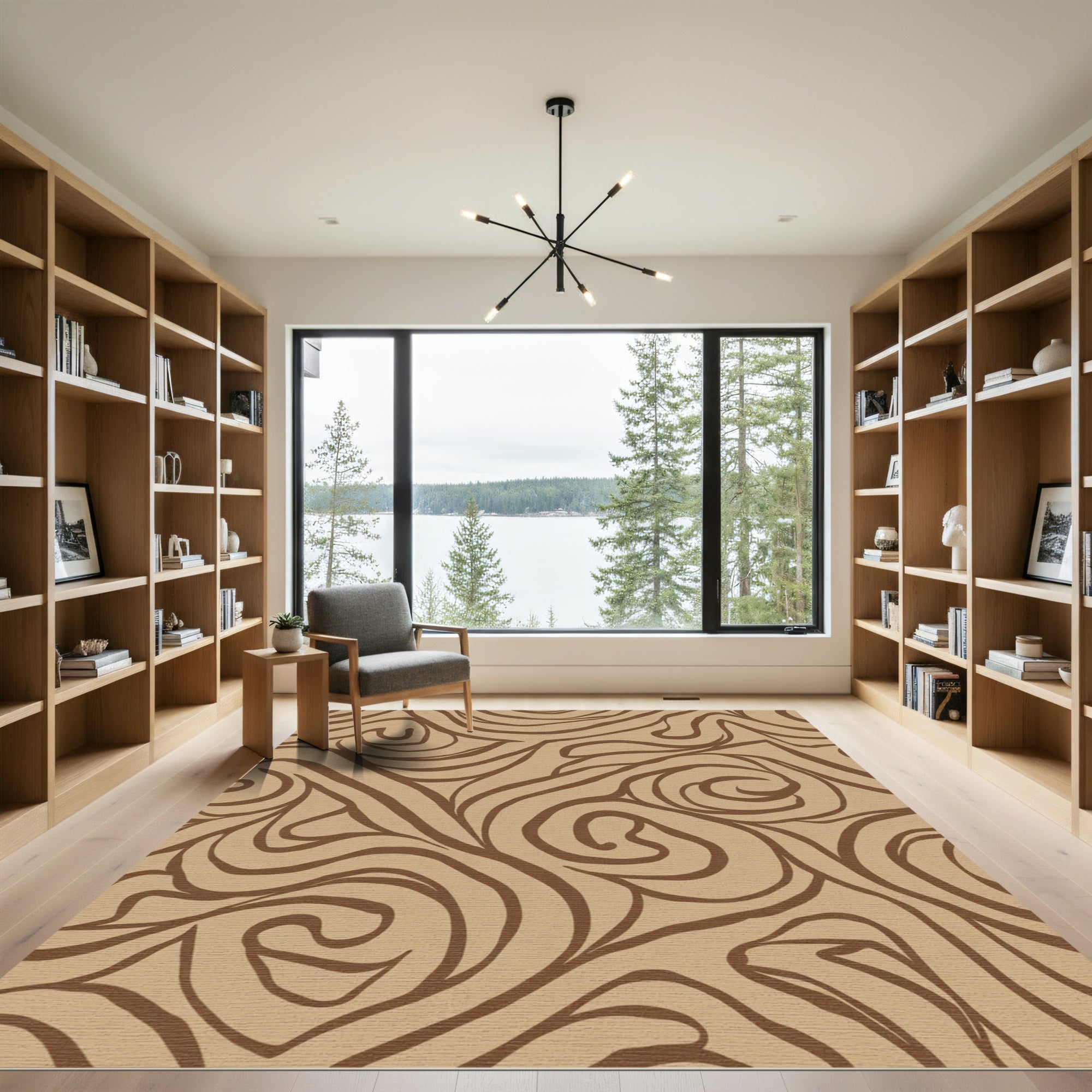 Rustic Brown Swirl Organic Rug
