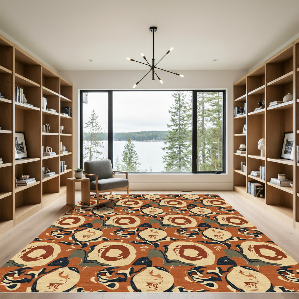 Earthy Abstract Floral Figures Rug