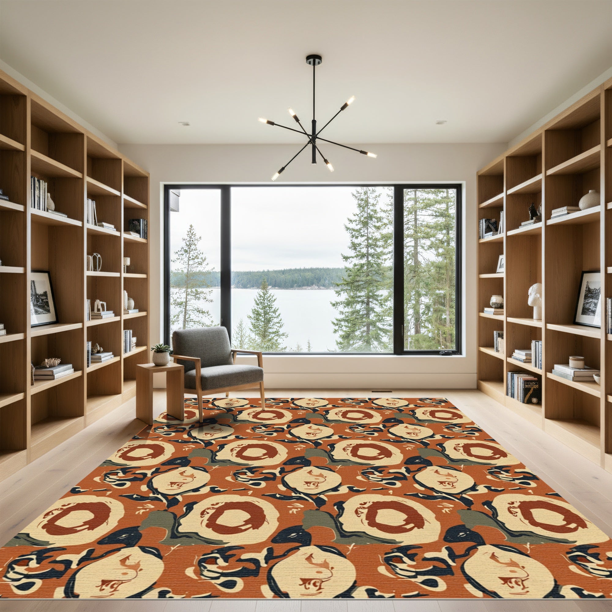 Earthy Abstract Floral Figures Rug