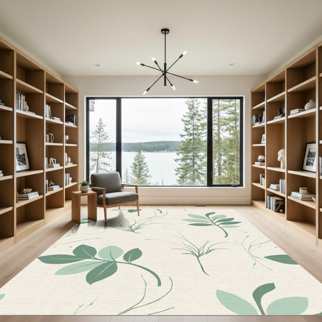 Calming Sage Botanical Branch Garland Rug