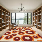 Crimson Orange Concentric Circles Rug
