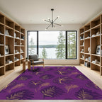 Purple and Gold Botanical Leaf Rug
