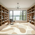 Earthy Beige Organic Abstract Swirl Rug