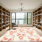 Soft Coral Pink Abstract Floral Rug