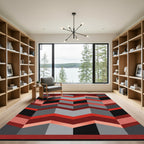 Red Gray Black Chevron Stripes Rug