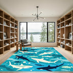 Oceanic Shark School In Blue Depths Rug