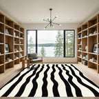 Black White Wavy Stripe Rug