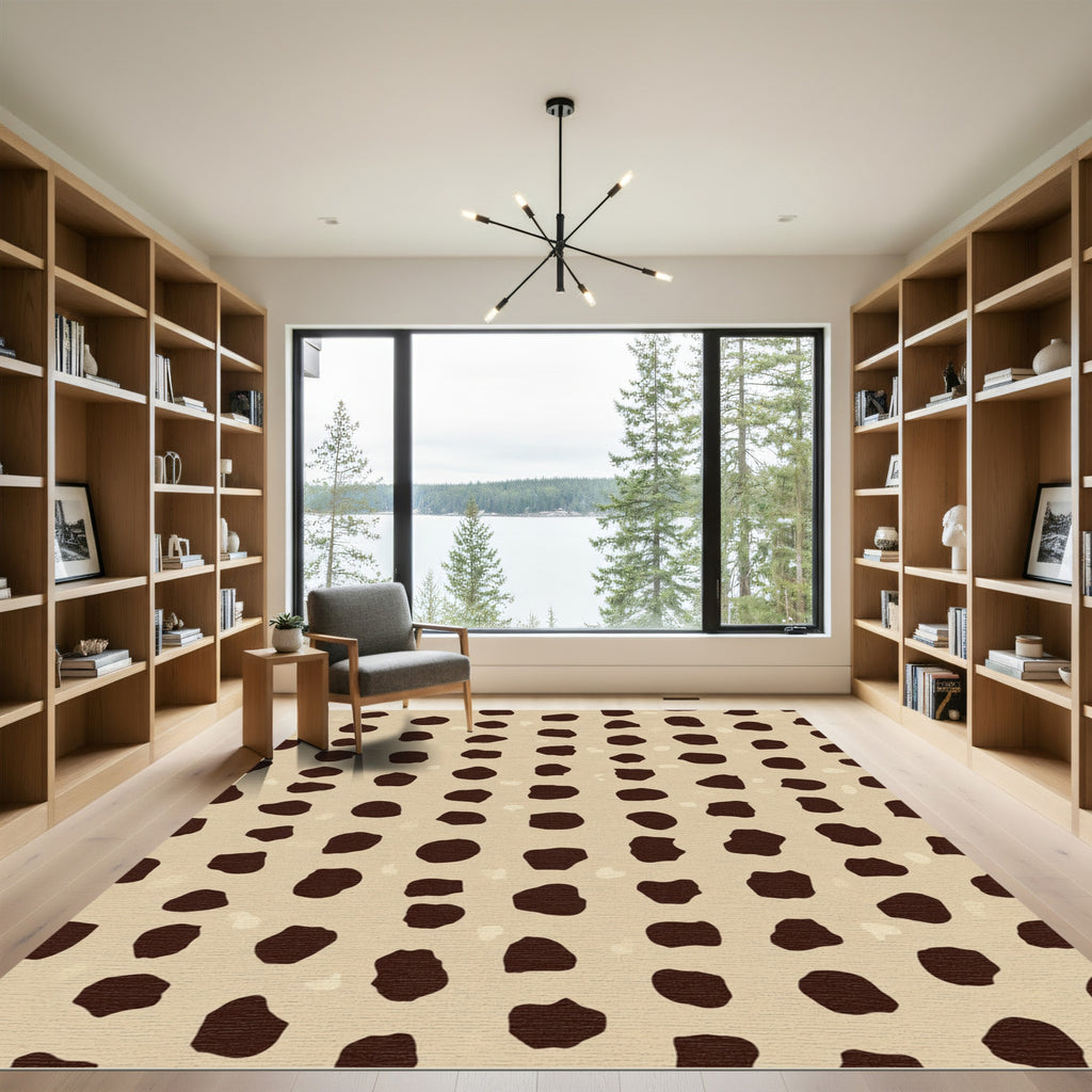 Animal Print Spots Beige Brown Rug