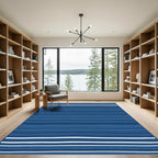 Navy Blue Subtle Stripe Horizontal Rug
