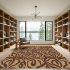 Earthy Brown Swirl Abstract Rug