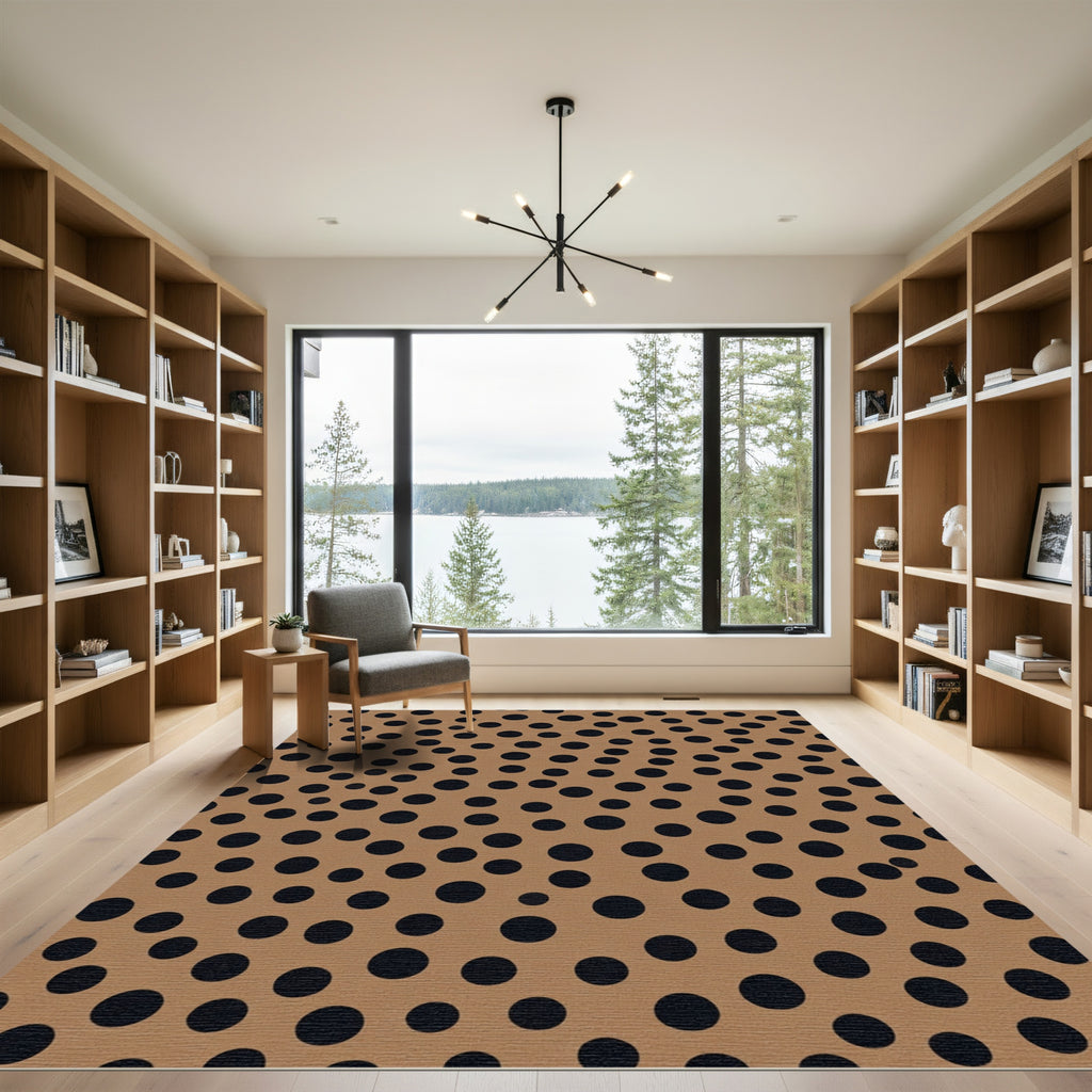 Brown Black Polka Dot Field Rug