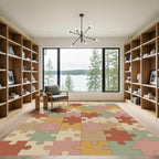 Retro Puzzle Piece Collage Rug