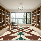 Forest Green Pine Woodland Lattice Rug