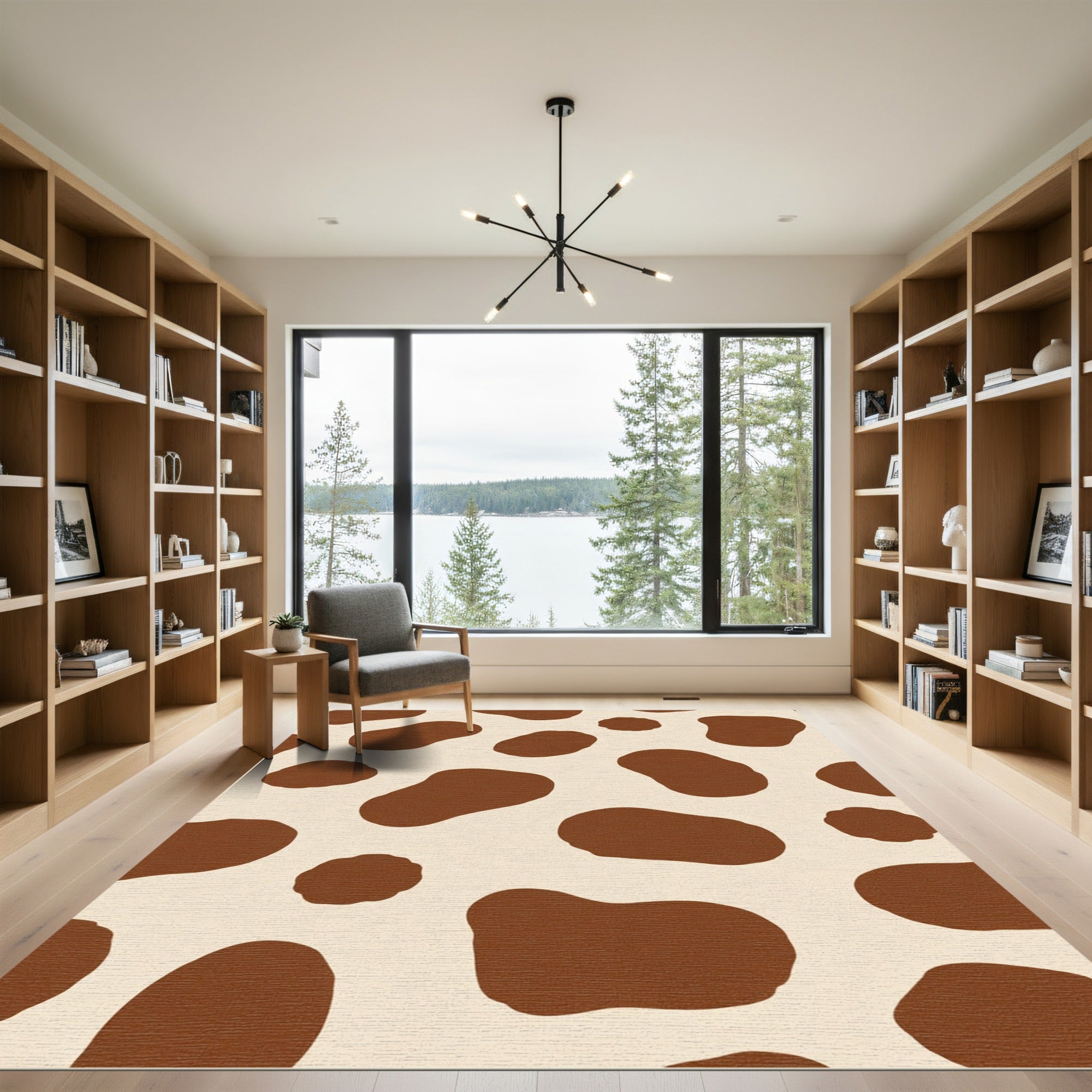 Brown White Spotty Farm Animal Rug