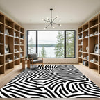 Black White Maze Stripes Rug