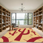 Red Cactus Desert Pattern Rug