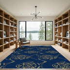 Golden Fish On Deep Blue Ocean Rug