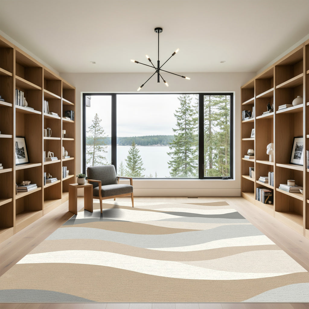 Earthy Abstract Wavy Hills Rug