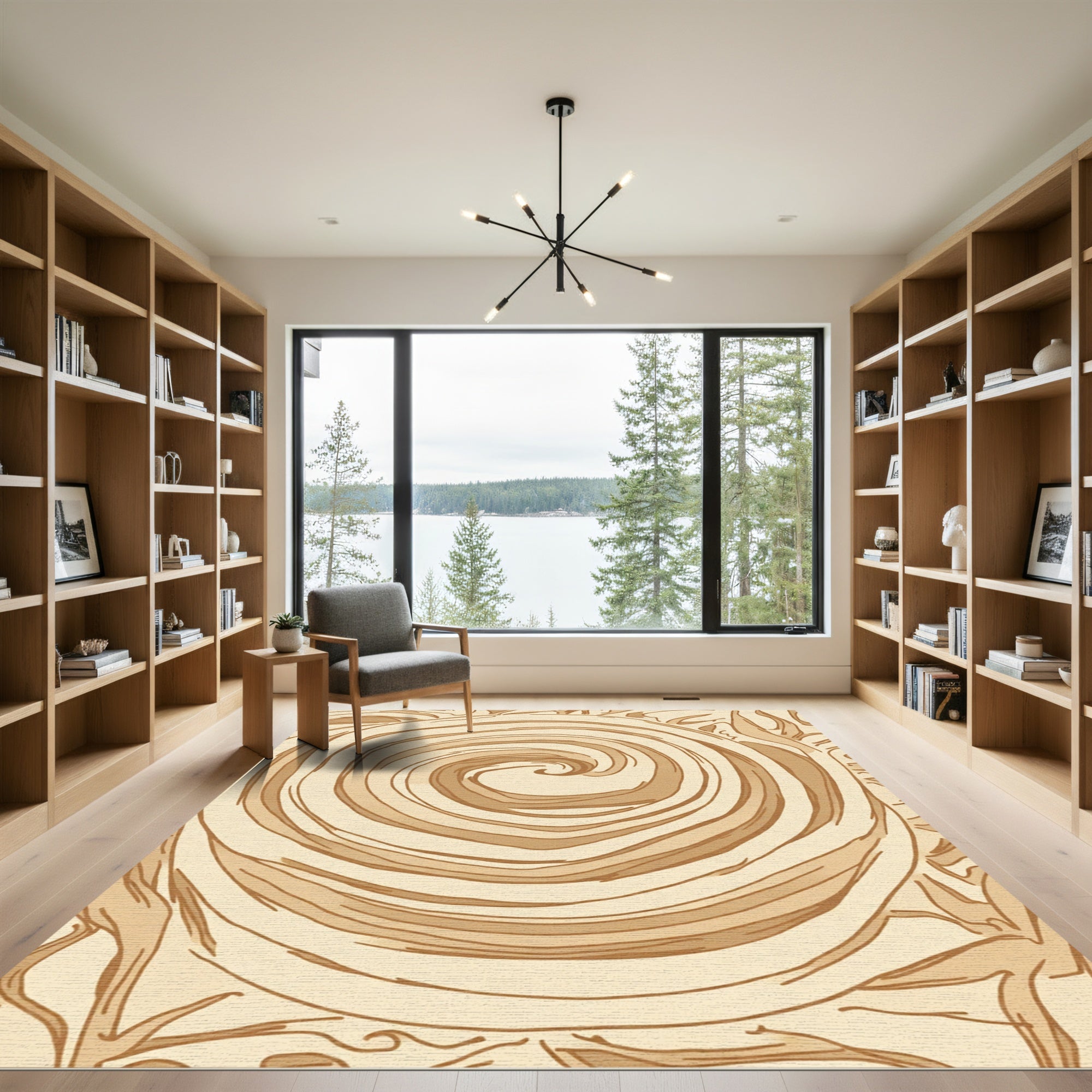 Earthy Swirl Abstract Medallion Rug