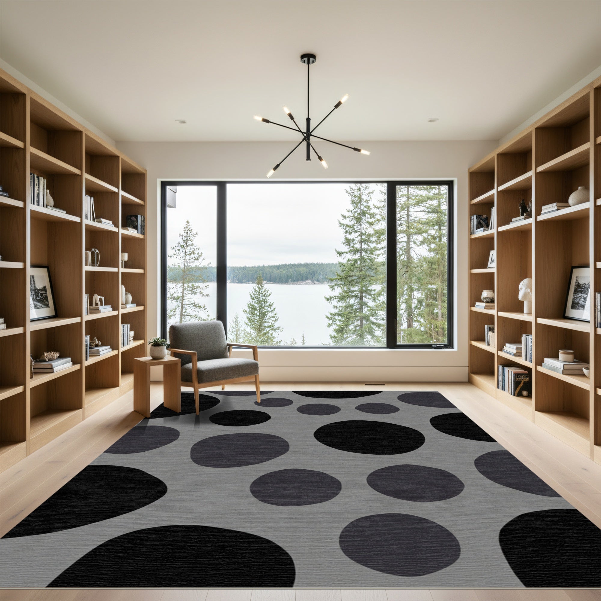 Monochromatic Grey Organic Dots Rug