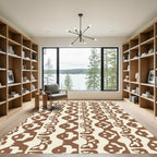 Brown Abstract Organic Vertical Stripe Rug