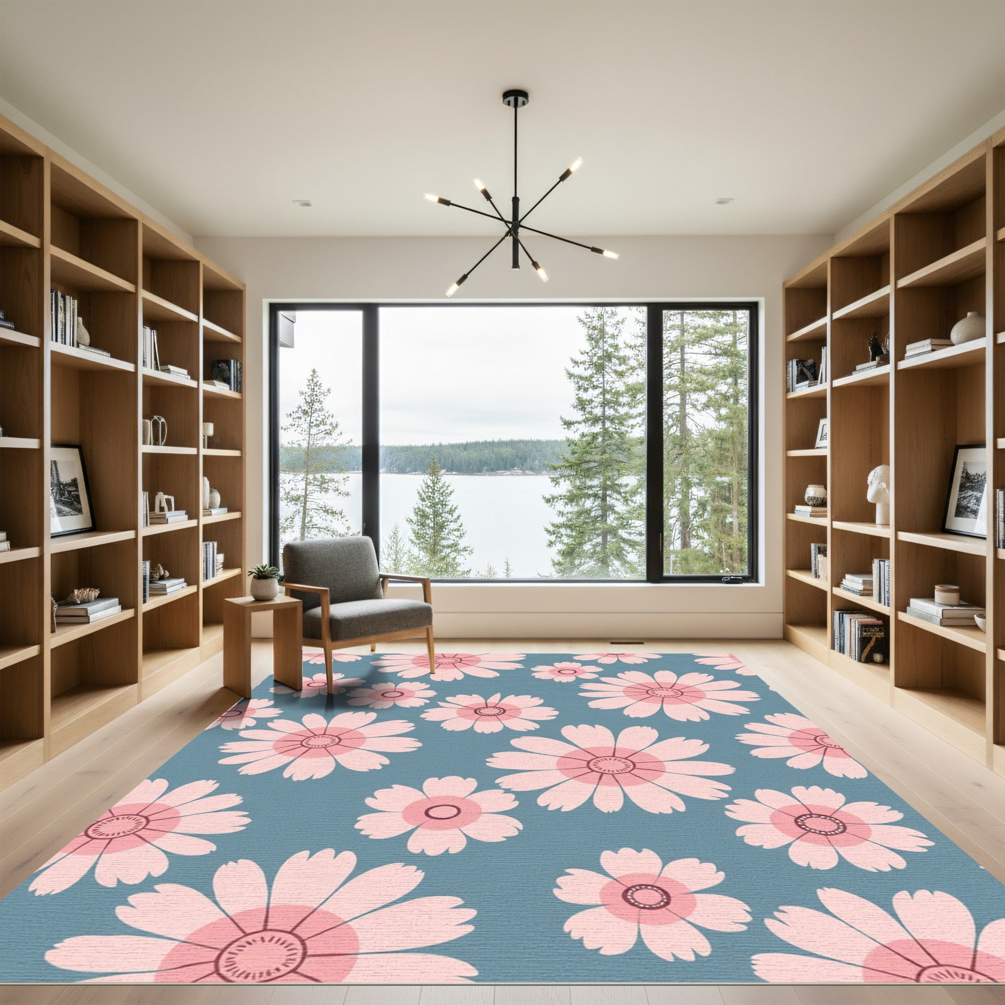 Pastel Pink Daisy Meadow Rug