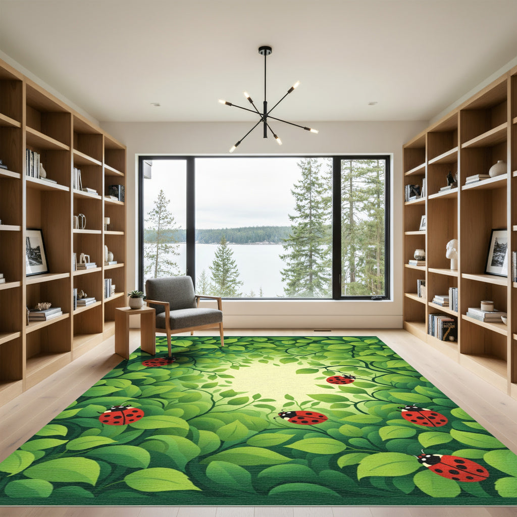 Whimsical Ladybug Foliage Garden Rug