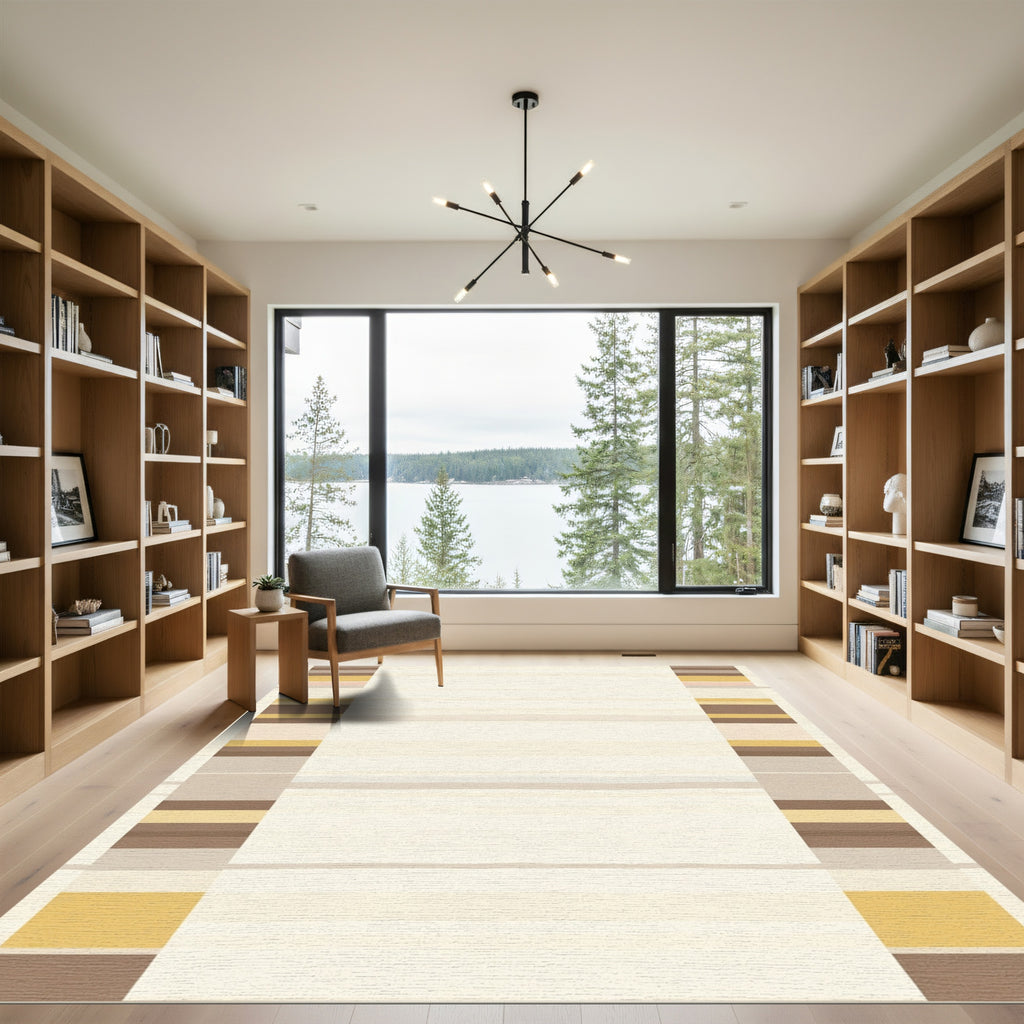 Earthy Tones Striped Border Rug