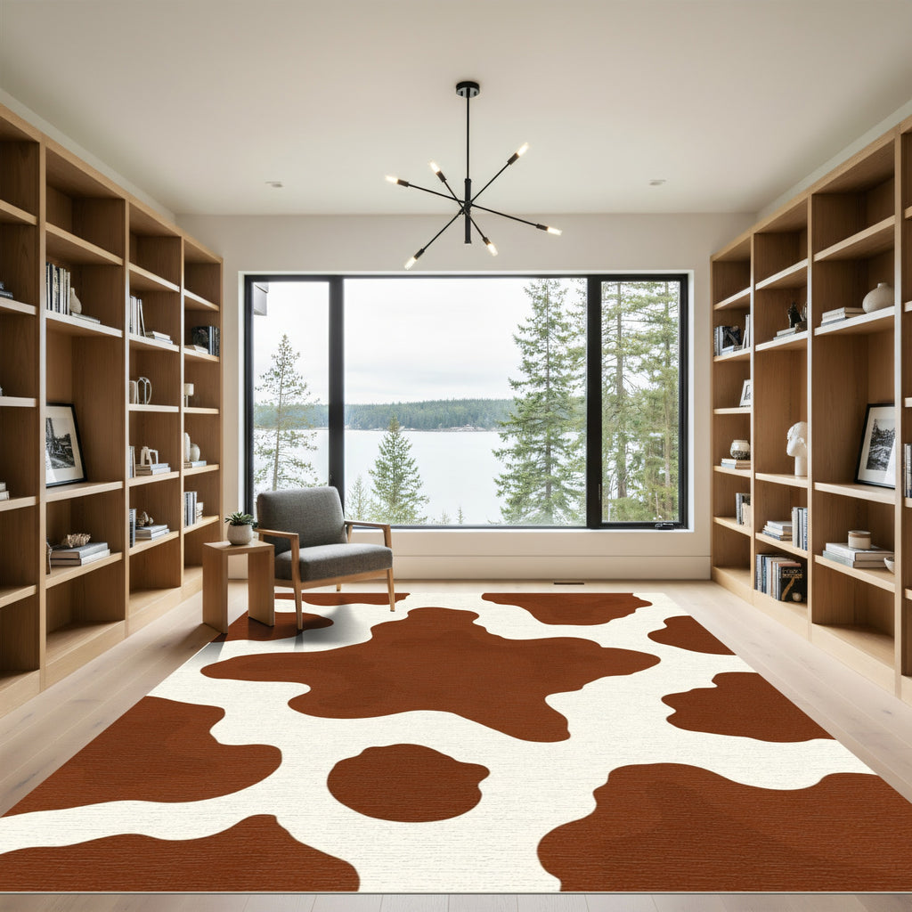 Brown White Irregular Spots Rug