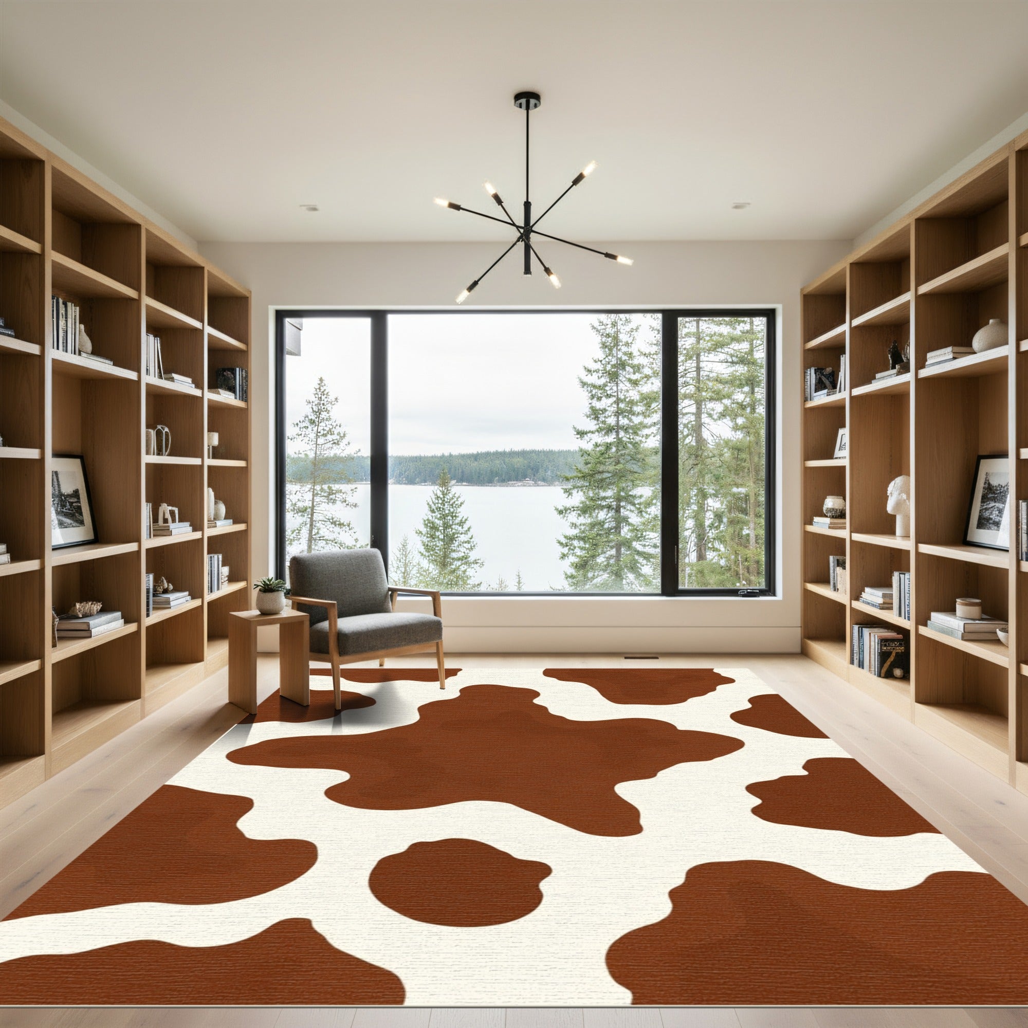 Brown White Irregular Spots Rug