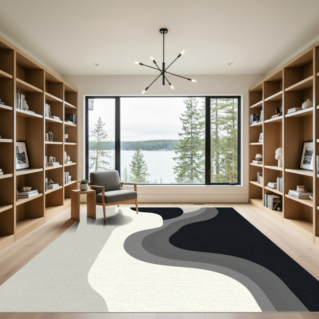 Monochrome Abstract Flow Rug