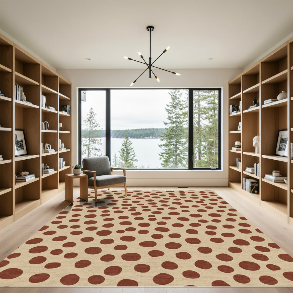 Earthy Brown Polka Dot Scatter Rug