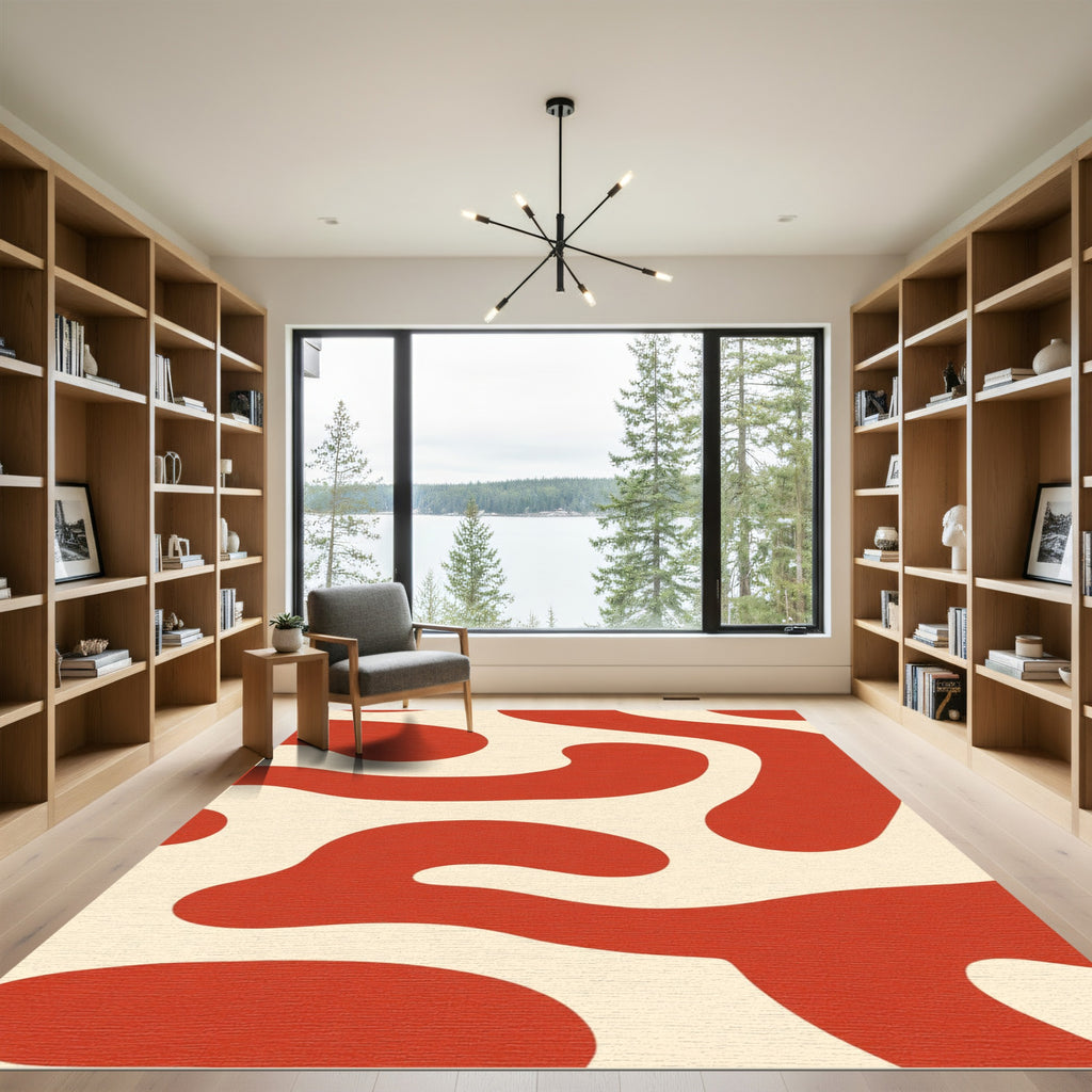 Retro Cream Organic Groovy Rug