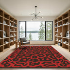 Crimson Leopard Spot Bordered Rug