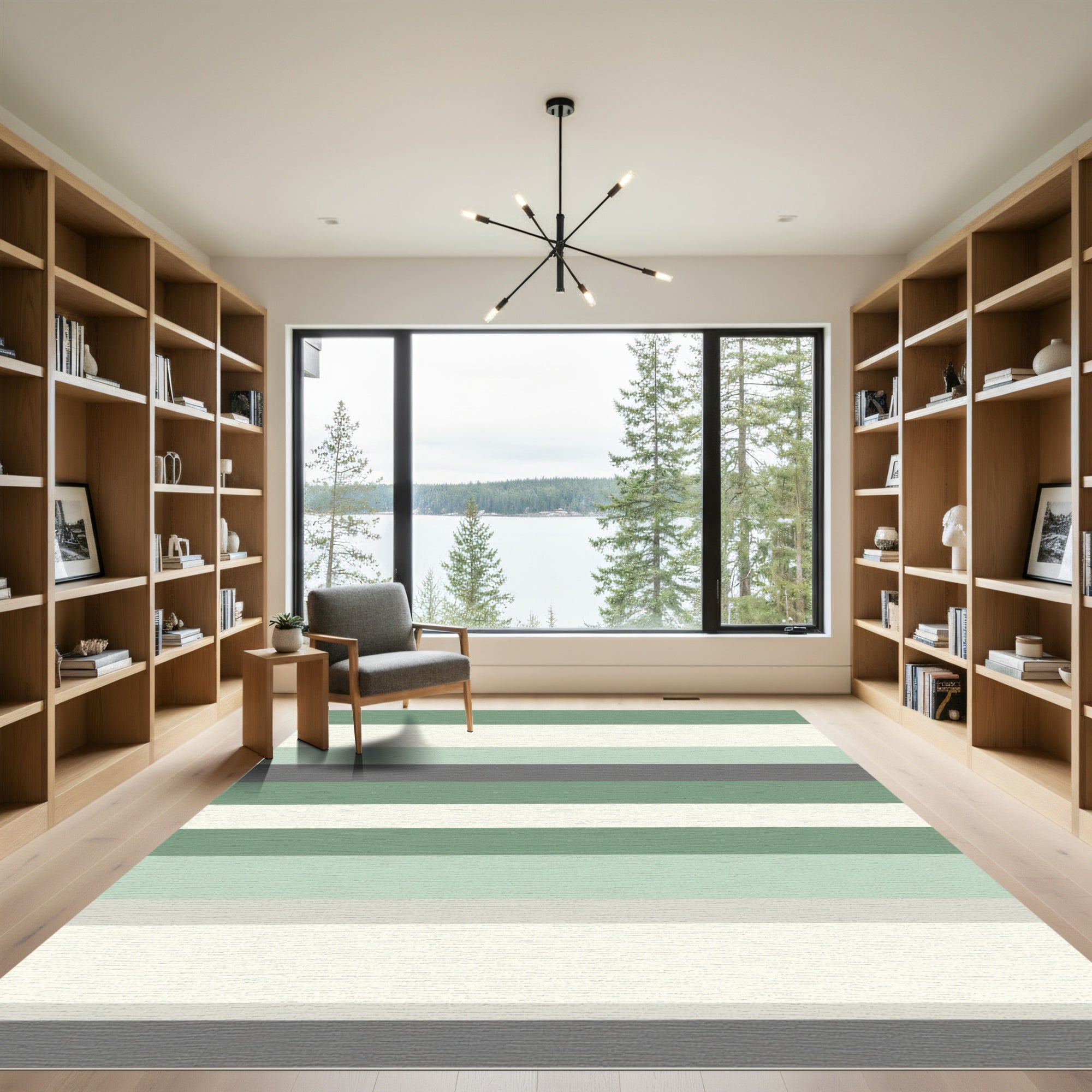 Sage Green Horizontal Stripe Rug
