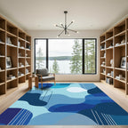 Abstract Cobalt Amorphous Organic Shapes Rug