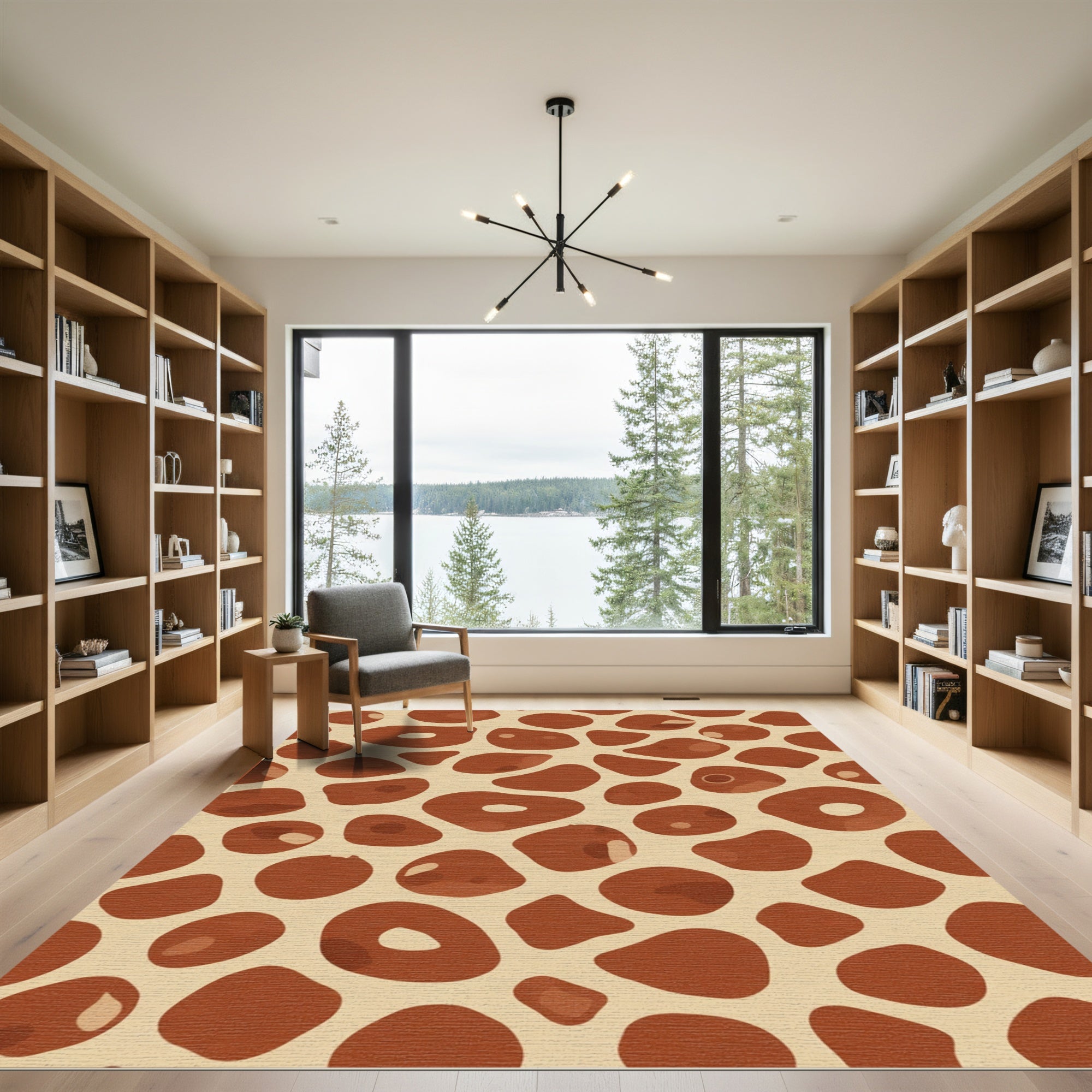 Brown Beige Giraffe Spots Rug